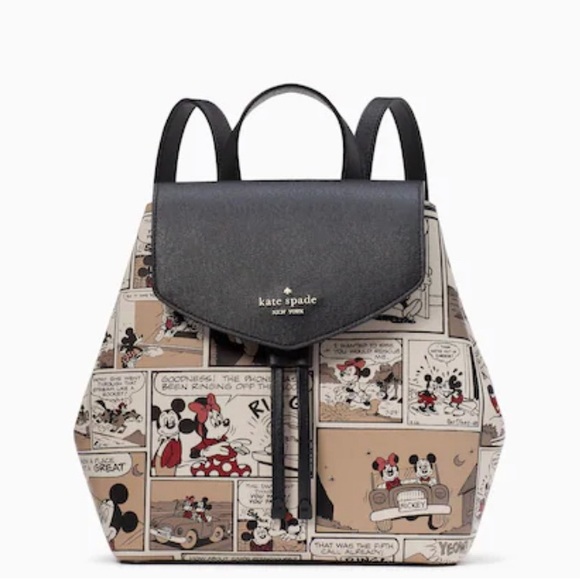 Authentic KATE SPADE SAFFIANO Leather flap Disney Mickey mousse backpack - Picture 4 of 14